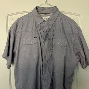 Poncho - XL - Pearl Snap - Purple & White